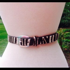 EXPRESS Brown Animal Belt White Tiger Stripe Belt